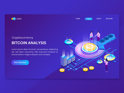 等距比特币分析登陆页面(Isometric Bitcoin Analysis Landing Page)