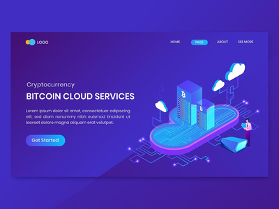 等距比特币云服务概念 Langding(Isometric Bitcoin Cloud Services Concept Langding)