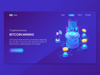 等距比特币 Cryptocurrency 登陆页面模板(Isometric Bitcoin Cryptocurrency Landing Page Template)
