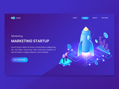 等距业务启动概念登陆页面(Isometric Business Startup Concept Landing Page)
