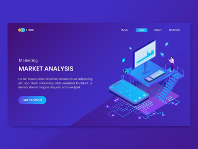 等距营销分析概念登陆页面(Isometric Marketing Analysis Concept Landing Page)