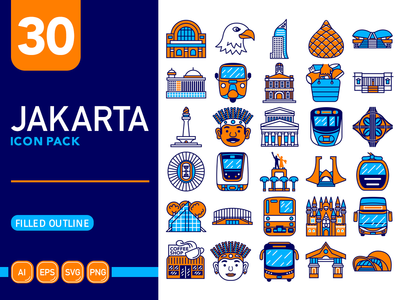 雅加达图标包-填充轮廓(Jakarta Icon Pack - Filled Outline)