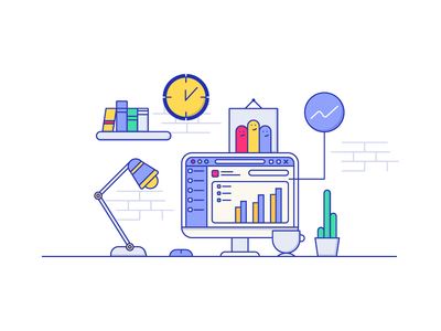 仪表板插图 |办公桌(Dashboard Illustration | Office Desk)