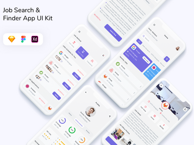 工作搜索和查找应用程序 UI 套件(Job Search & Finder App UI Kit)