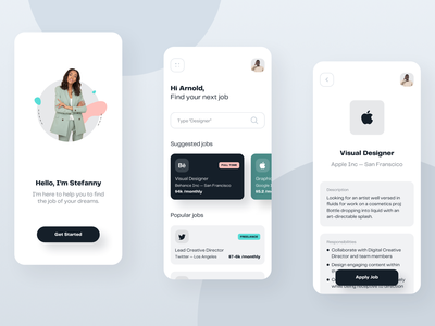工作委员会移动应用程序 UI 工具包模板(Job Board Mobile App UI Kit Template)