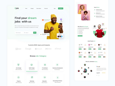求职者登陆页面网站UI设计(Job finder Landing Page Website UI Design)