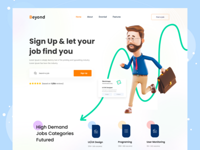 求职登陆页面设计V1(Job Find Landing Page Design V1)