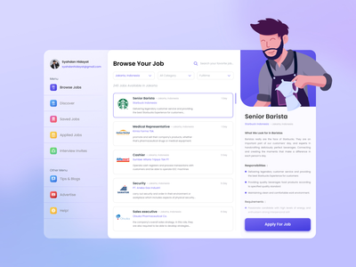 具有 Glassmorphism 效果的求职仪表板(Job Search Dashboard with Glassmorphism Effect)