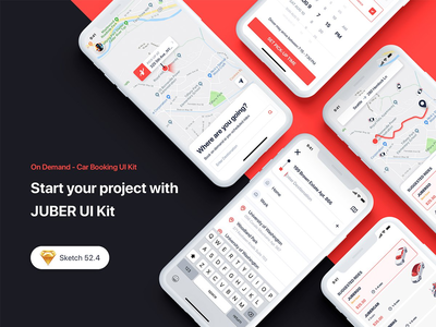 JUBER - SKETCH 的汽车预订 UI 套件(JUBER - Car Booking UI Kit for SKETCH)