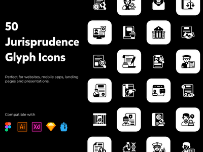 50 个法学实体图标包(50 Jurisprudence Solid Icons Pack)