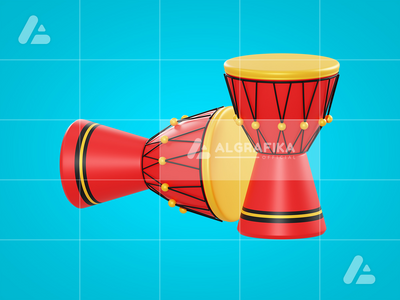 3d 插图传统鼓对象(3d illustration traditional drum object)