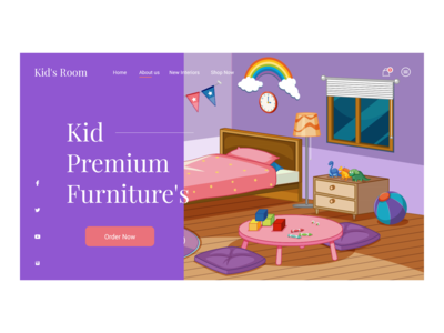 Kid Premium Furniture 的登陆页面 - 家具的网页模板(Kid Premium Furniture's Landing Page - Furniture's Web Template)