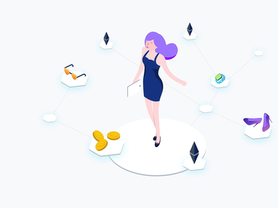 Blockchain 电子商务等距图(Blockchain Ecommerce Isometric Illustration)