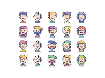 阿凡达字符图标图矢量集(Avatar character icon illustration vector set)