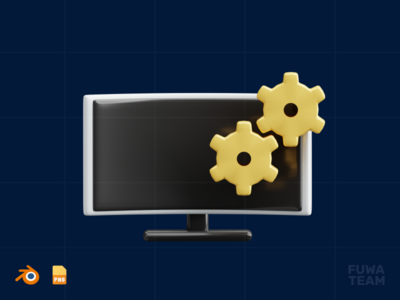 电脑设置-3D设计过程图解（正面）(Computer Setting - 3D Design Process Illustration (front))