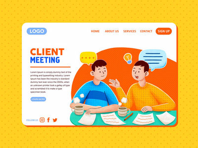 客户会议 — 着陆页插图(Client Meeting — Landing Page Illustration)