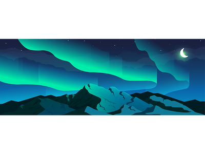 北极光现象平面彩色矢量图解(Aurora borealis phenomenon flat color vector illustration)