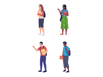 欺凌者和受害者半平面彩色矢量字符集(Bullies and victims semi flat color vector characters set)