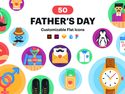 50 个父亲节矢量图标(50 Father's Day Vector Icons)