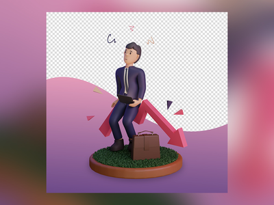 3d 渲染金融危机图表插图(3d render financial crisis infographics illustration)