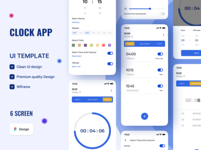 时钟应用程序 - UI 工具包模板(Clock App - UI Kits Template)