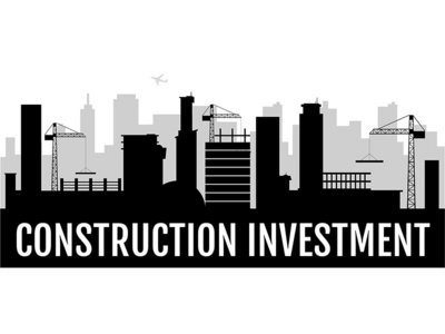 建设投资黑色剪影横幅矢量模板(Construction investment black silhouette banner vector template)
