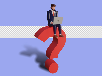 3d 男性角色正在打字并坐在灯上。 Psd 溢价(3d male character is typing and sitting on a lamp. Psd Premium)