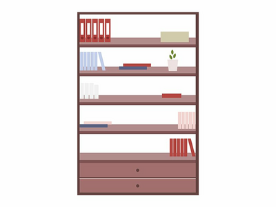 办公室半平面彩色矢量对象的书柜(Bookcase for office semi flat color vector object)