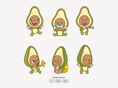 穿着鳄梨服装吉祥物的可爱角色(Cute Character wearing avocado costume mascot)