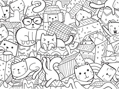 猫和盒子涂鸦(Cat and Box Doodle)