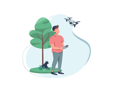 内容创建者平面颜色矢量不露面字符(Content creator flat color vector faceless character)