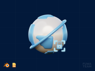 浏览器安全 - 3D 互联网安全插图（正面）(Browser Security - 3D Internet Security Illustration (front))