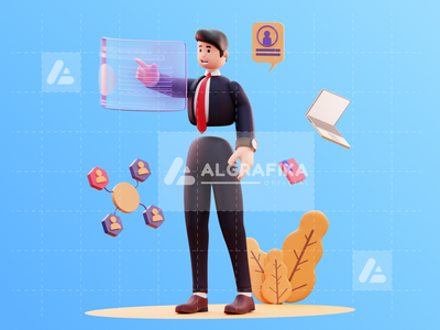 3d 字符商人图(3D Character Businessman Illustration)