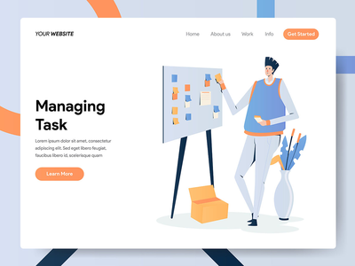 商人在船上插图概念上管理任务(Businessman Managing Task On Board Illustration Concept)