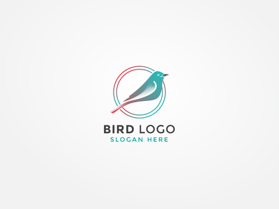 五颜六色的鸟标志设计(Colorful bird logo design)