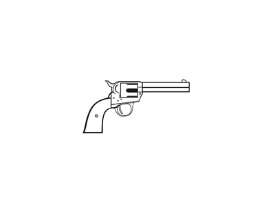 柯尔特单动左轮手枪或轮式枪手枪侧视图模板(Colt Single Action Revolver or Wheel Gun Handgun Side View Stencil)