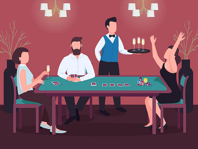 赌场平面颜色矢量图(Casino flat color vector illustration)