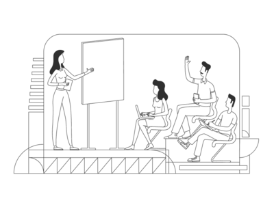 商学院细线矢量图(Business school thin line vector illustration)