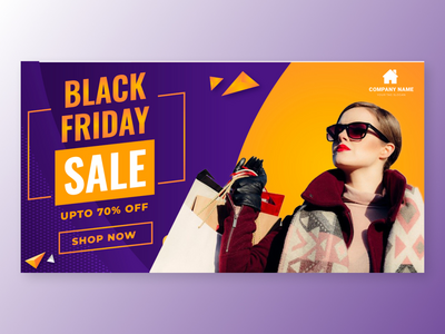 黑色星期五销售社交媒体明信片模板设计(Black Friday Sale Social Media Post Card Template Design)