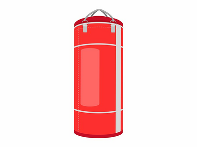 拳击沙袋半平面彩色矢量对象(Boxing punching bag semi flat color vector object)