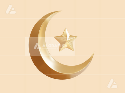 3d 插图斋月月亮星星对象(3d illustration ramadan moon star object)