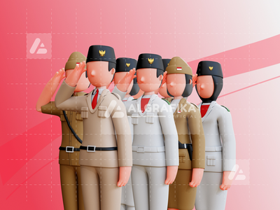 印度尼西亚的 3D 角色独立日(3D Character Independence Day Of Indonesia)