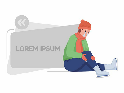 带有扁平字符的哭泣儿童引用文本框(Crying child quote textbox with flat character)