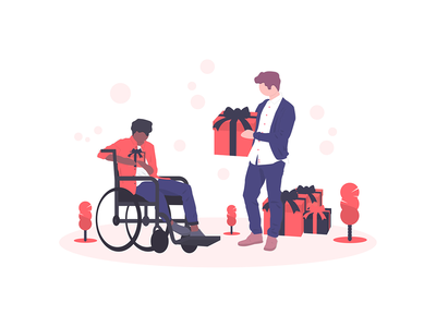 圣诞礼物赠送插图(Christmas gifts giving illustration)