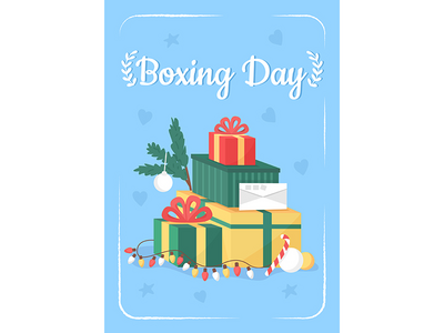 节礼日海报平面矢量模板(Boxing day poster flat vector template)