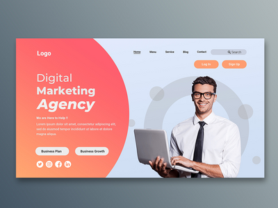 企业网站登陆页面创意横幅模板(Corporate website landing page creative banner template)