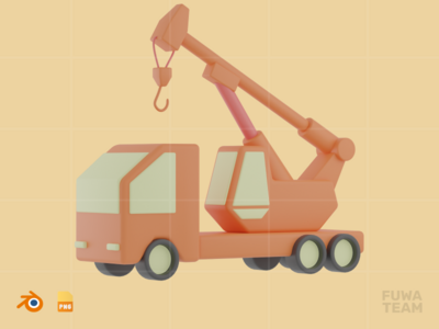 起重机卡车-3D 施工图(Crane Truck - 3D Construction Illustration)