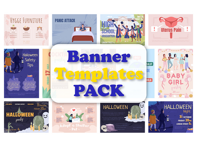 横幅模板颜色矢量包(Banner templates color vector bundle)