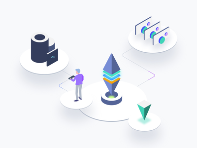区块链平台等距图形(Blockchain Platform Isometric Graphic)