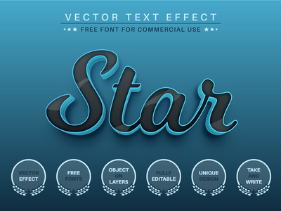 黑星 - 可编辑的文字效果，字体样式(Black Star - Editable Text Effect, Font Style)